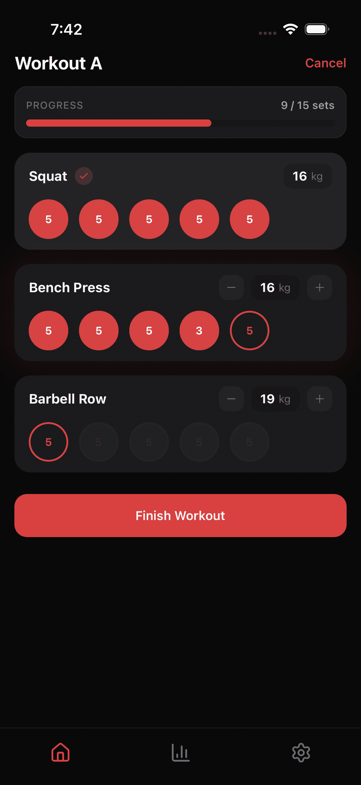 Workout logging
